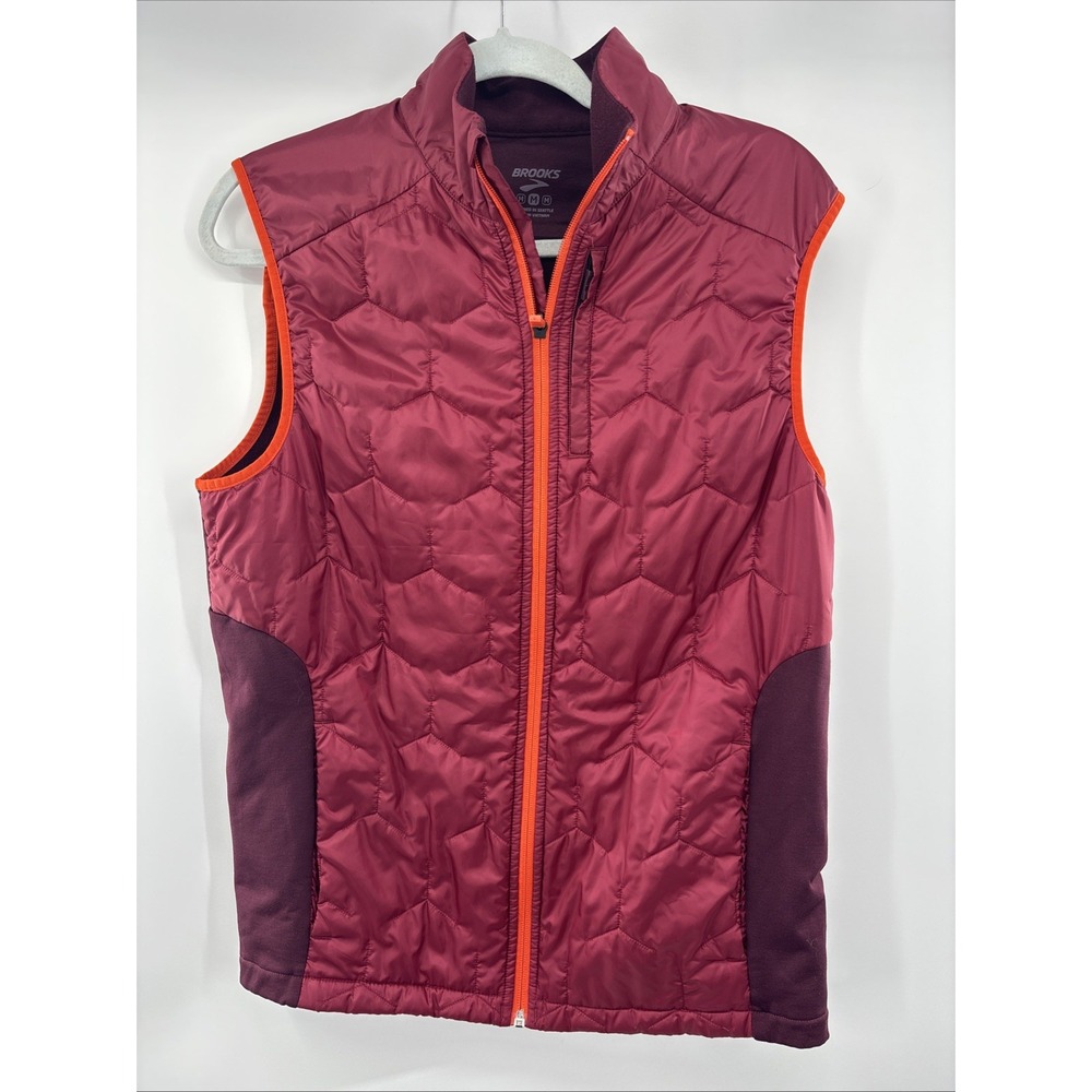 Brooks Shield Hybrid Vest 3.0 Men's Medium Red Full Zip/Pockets Lightweight
